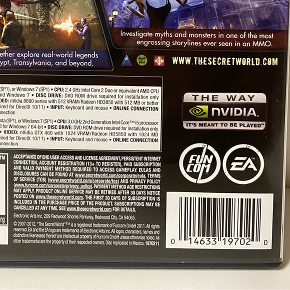 The Secret World PC DVD ROM Software Video Game Computer Game EA 2012 - Picture 12 of 12
